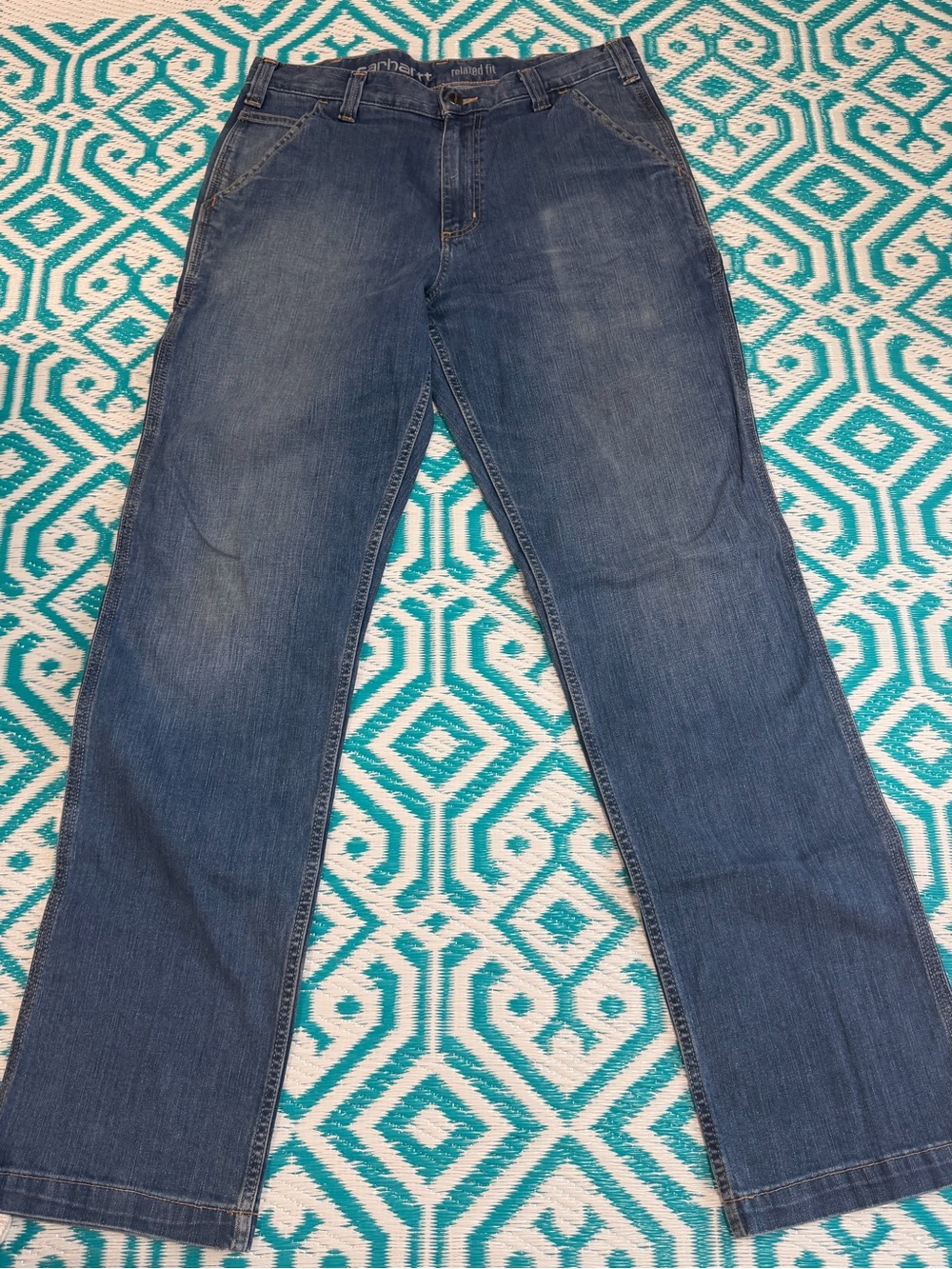 Carhartt Men’s Relaxed Fit Carpenter Jeans 34x34 Blue Denim Utility Work Pants